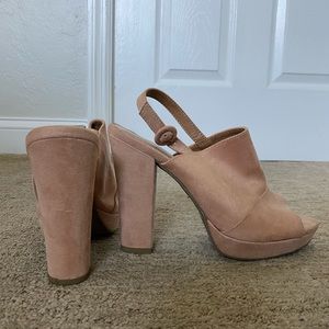 Pink Suede Platform Heel